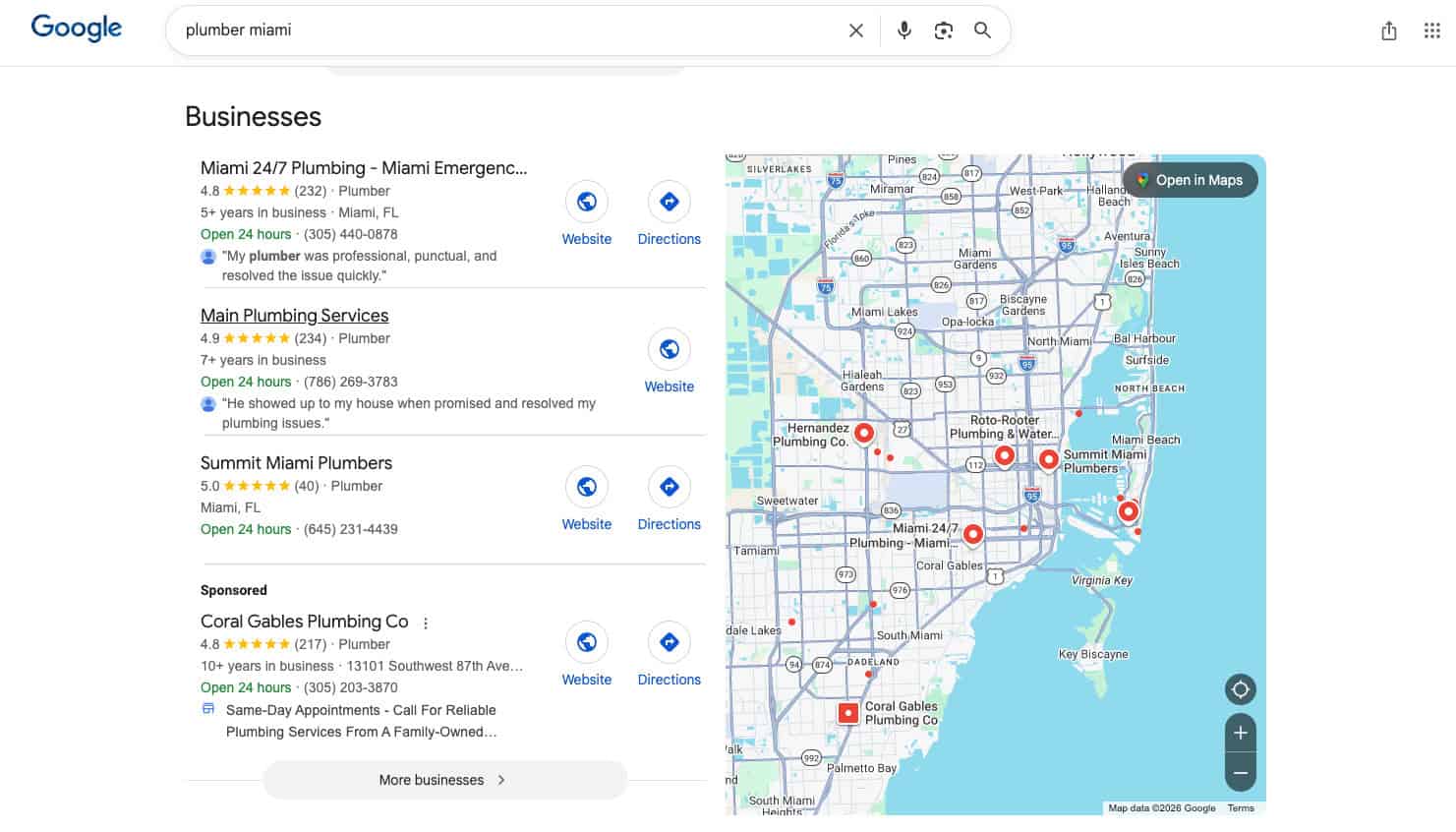 Google Business: Plumber Miami