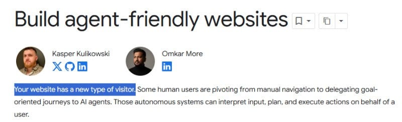Agents a new type of visitor - WebDev Google