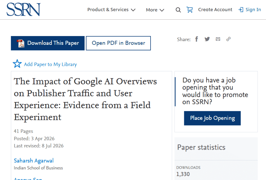 SSRN paper on AI Overview impact