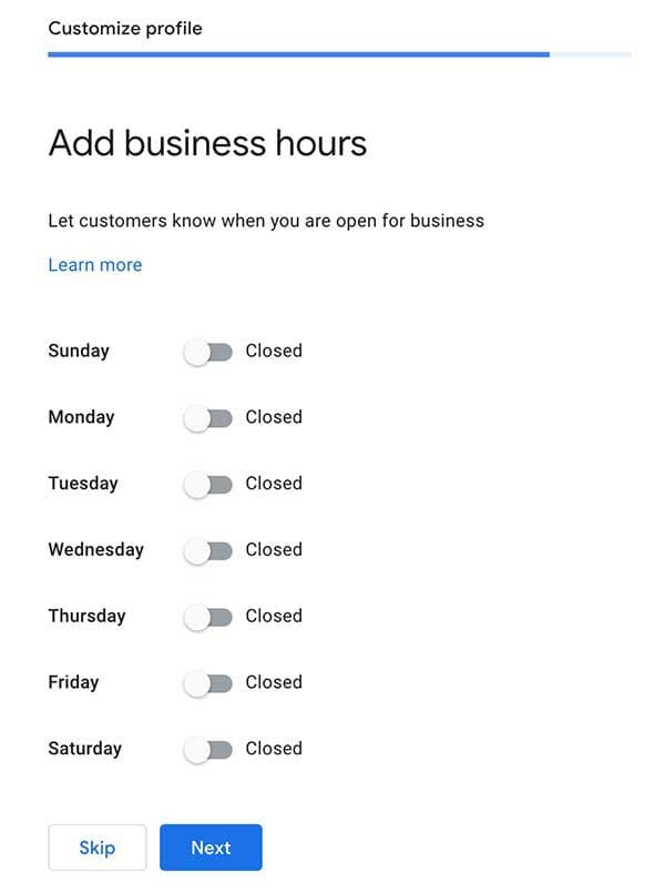Add Your Business Hours